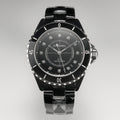 CHANEL J12 Date Automatic Black Ceramic Diamond Numerals Black Dial Black Steel Hands