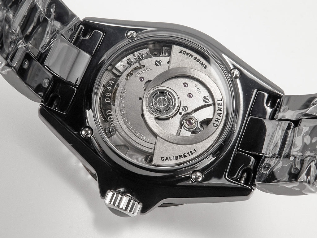 CHANEL J12 Date Automatic Black Ceramic Diamond Numerals Black Dial Black Steel Hands