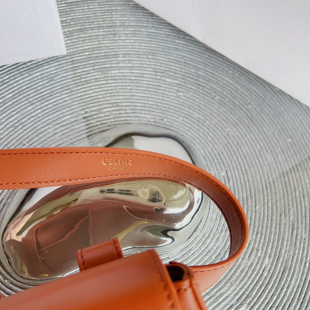 CELINE CL BELT BAG TRIOMPHE 25 MM BELT TRIOMPHE ORANGE CALFSKIN GOLD HARDWARE