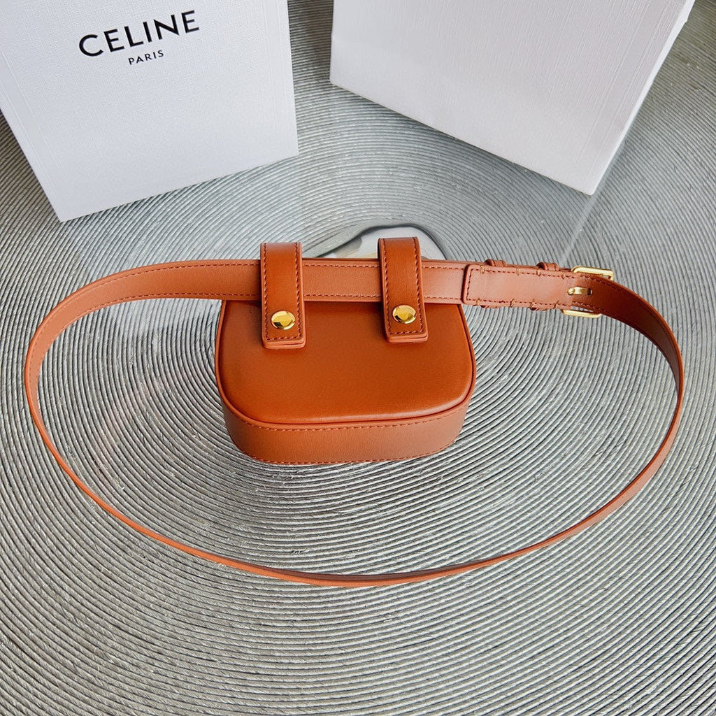 CELINE CL BELT BAG TRIOMPHE 25 MM BELT TRIOMPHE ORANGE CALFSKIN GOLD HARDWARE