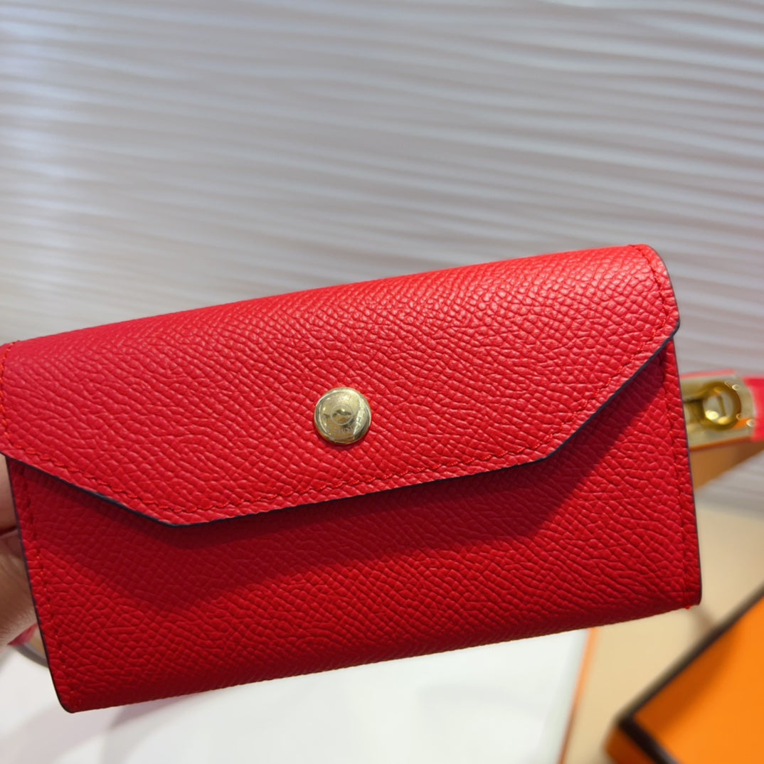 HERMES KELLY POCKET 18MM BELT CHERRY RED LEATHER GOLD HARDWARE