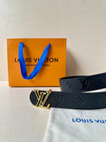 LOUIS VUITTON LV 25S BELT 40 MM IN BLACK CALFSKIN WITH GOLD HARDWARE 593266