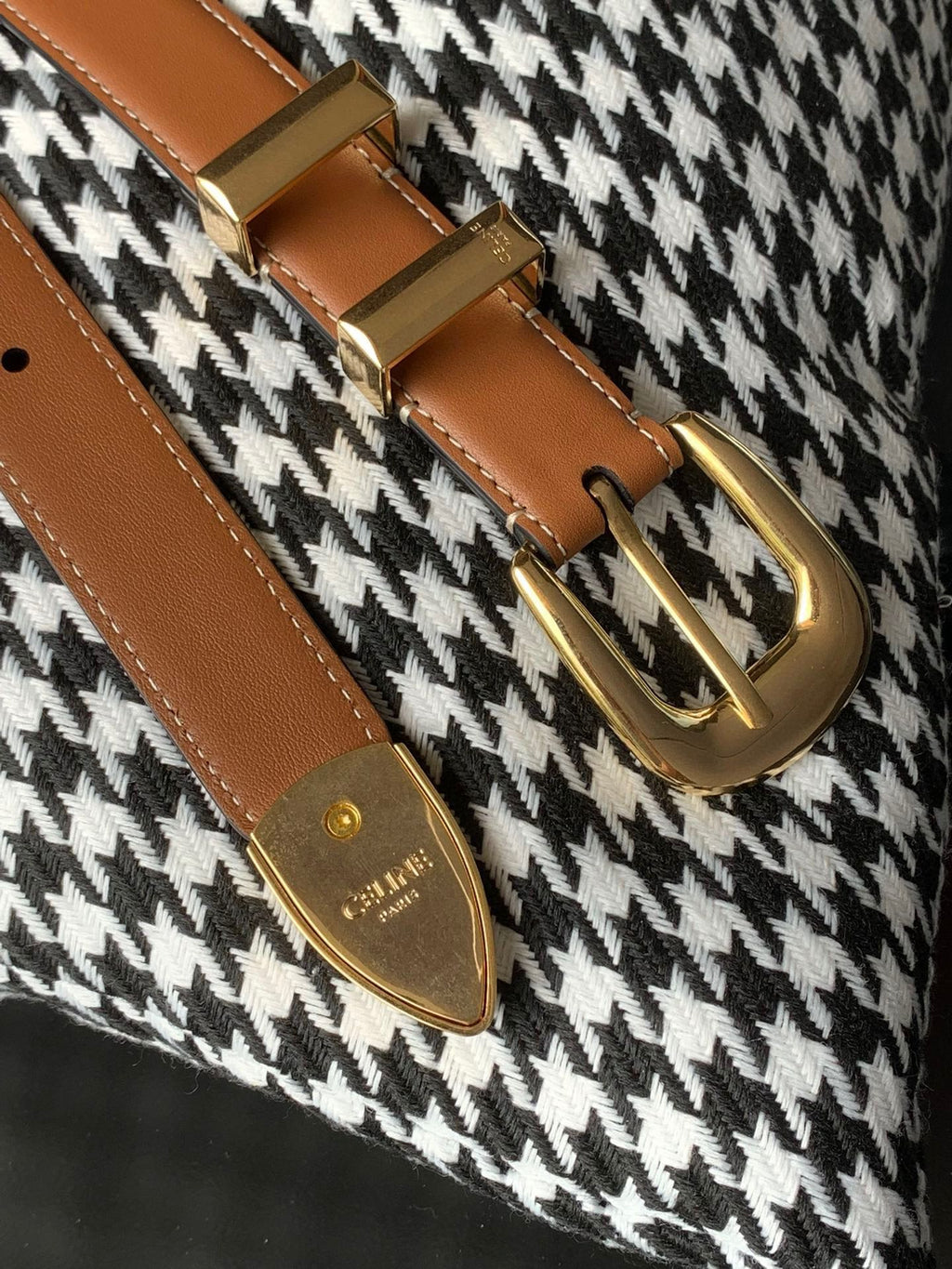 CELINE Medium Western Belt 25mm In Brown Calfskin Ghw
