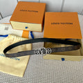 LOUIS VUITTON LV S-LOCK BELT 20 MM TAUPE BROWN MONOGRAM AND BLACK CALFSKIN SILVER HARDWARE