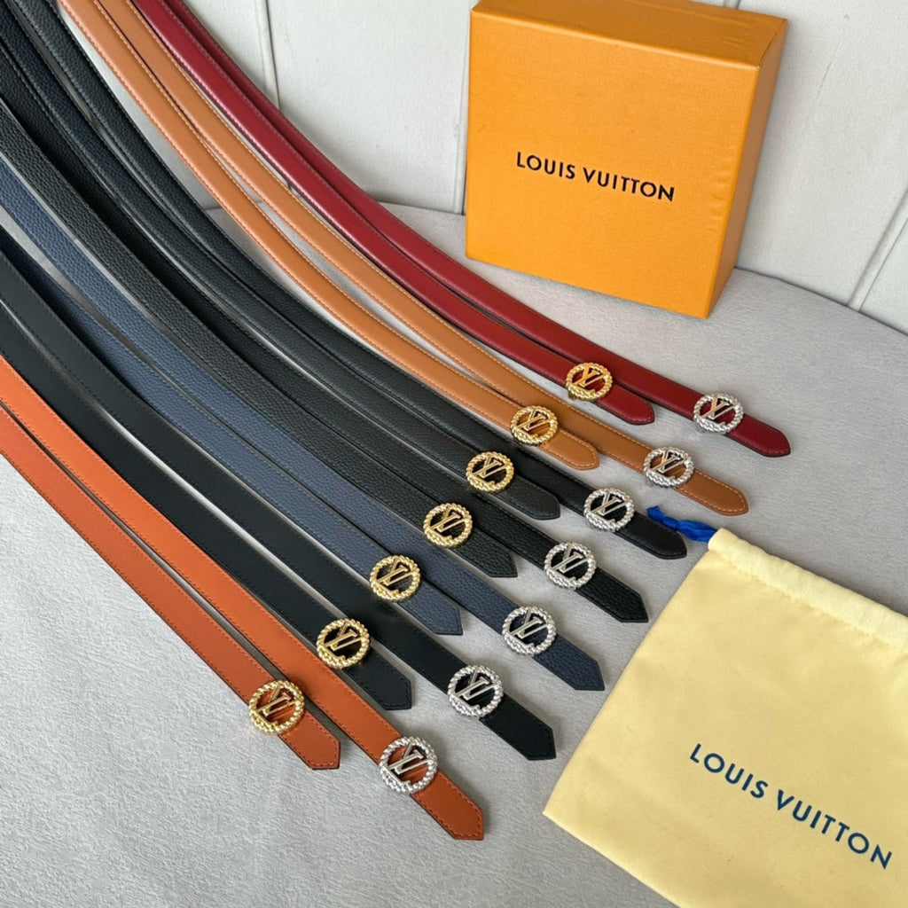 LOUIS VUITTON LV Circle Nautical 20mm Reversible Belt Gold Buckle Black Brown Leather
