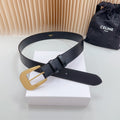 CELINE LARGE WESTERN 35 MM BELT BLACK CALFSKIN GOLD HARDWARE