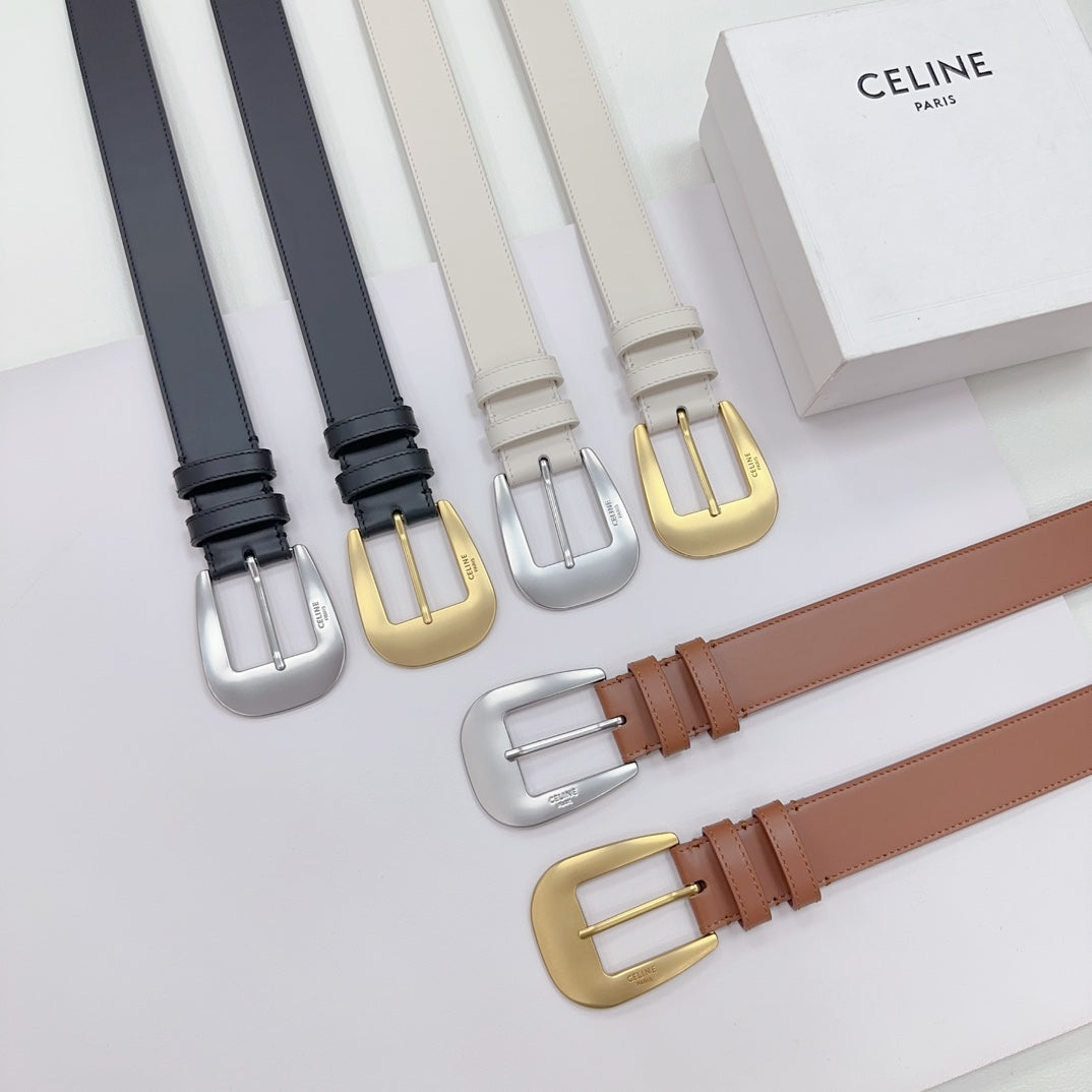 CELINE LARGE WESTERN 35 MM BELT BLACK CALFSKIN GOLD HARDWARE