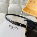 CELINE CL BELT 18MM IN BLACK TAURILLON GLOSSY CALFSKIN GOLD BUCKLE